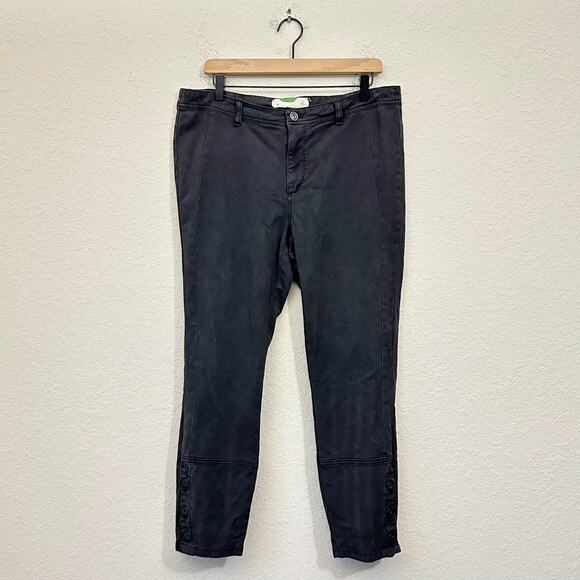 ANTHROPOLOGIE Cropped Pants Black Mid Rise Skinny Ankle Moto Grunge - Picture 1 of 13